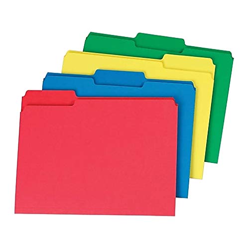 [Australia - AusPower] - 1InTheOffice File Folders, Colored File Folders, File Folders 1/3 Cut Tab Letter Size, Top-Tab/3 Tab,/5 Assorted Colors, 24/Pack 