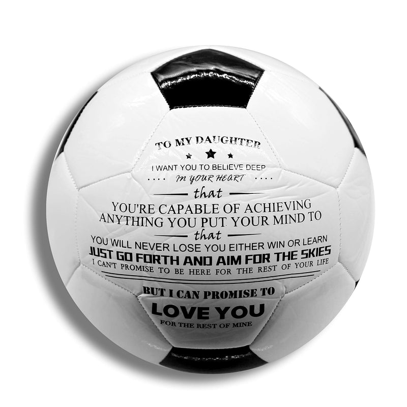 [Australia - AusPower] - Uloveido High Performance Traditional Black White Soccer Ball for Son Daughter Grandson Birthday Christmas Day Gift, I Love You Soccer Balls with Backpack Y594 To My Daugher 