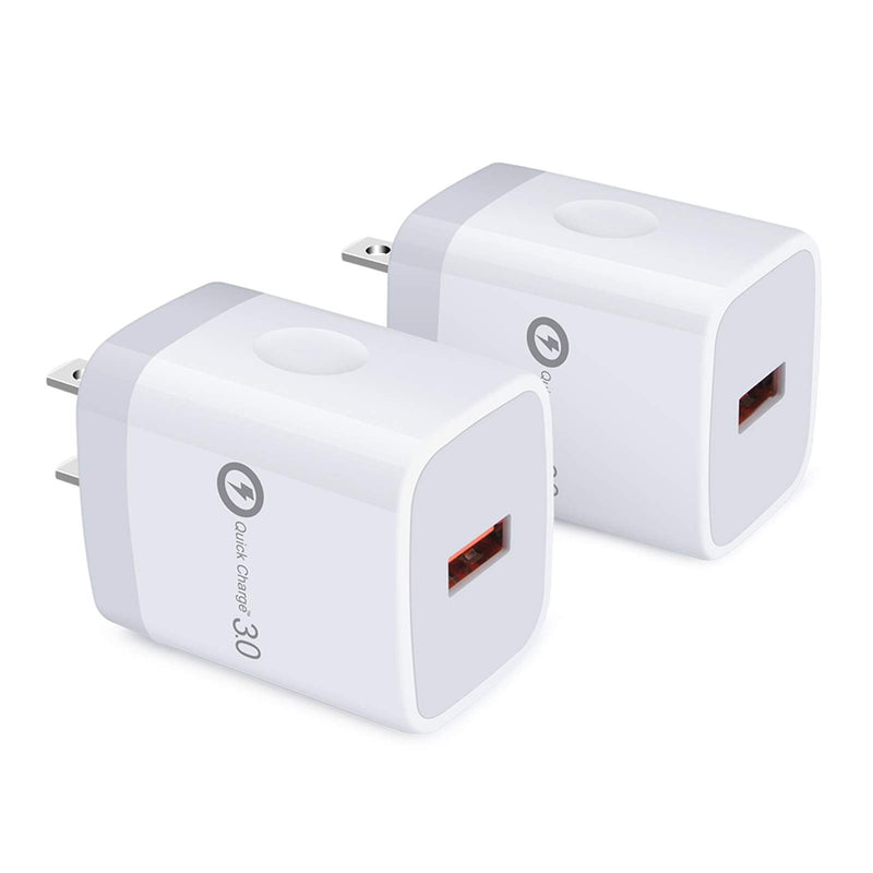 [Australia - AusPower] - USB Wall Charger, Hootek USB Plug 2Pack Quick Charge 3.0 Wall Charger Adapter Fast Charging Block Compatible Samsung Galaxy S22 S21 Ultra 5G S20 FE S10e S9 S8 Plus A72 A52 Note20 Ultra 10+, HTC, Moto white 