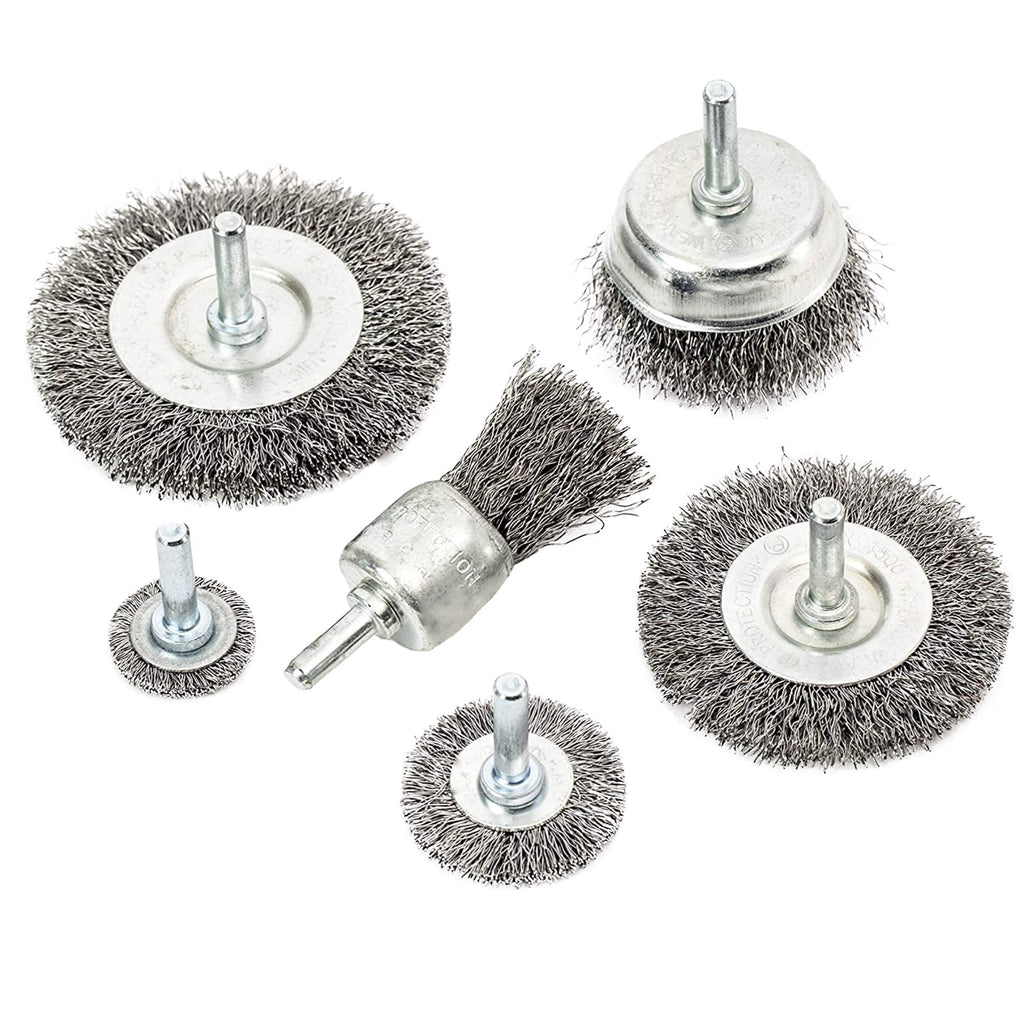 [Australia - AusPower] - eHomeA2Z Wire Brush For Drill Wheel Steel Cup (6 Pcs) 1/4 Inch Arbor Abrasive For Cleaning Stripping Rotary Metal Hex Shank Attachment For Power Drill Paint Rust Removal 