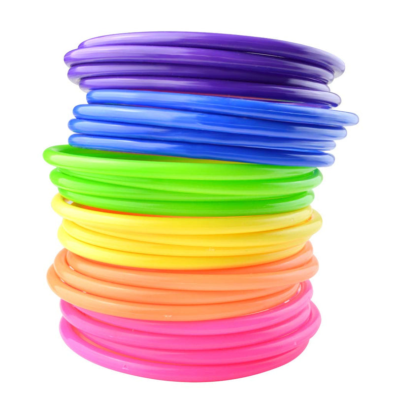 [Australia - AusPower] - Topbuti 24 Pcs Multicolor Plastic Toss Rings Kids Ring Toss Game Carnival Rings for Speed and Agility Practice Games, Garden Backyard Outdoor Games, Bridal Shower Game, Game Booth 