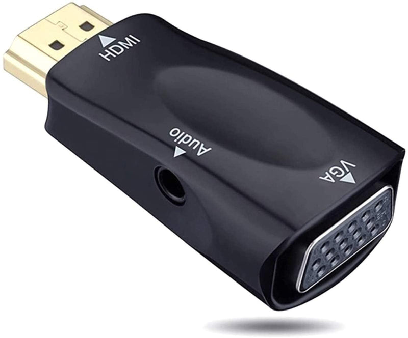 [Australia - AusPower] - HDMI to VGA Adapter Converter with 3.5mm Audio Jack Cable,4K HDMI to VGA Converter Male to Female Gold-Plated Connector for Laptop,PC, Desktop,Monitor, Projector,HDTV,DVD HDTOVGA3.5 