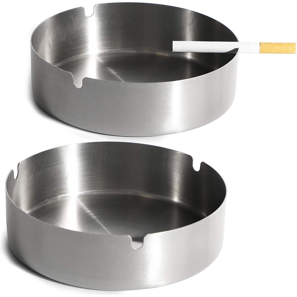 [Australia - AusPower] - Juvale Round Stainless Steel Cigarette Ashtray (2 Pack) 