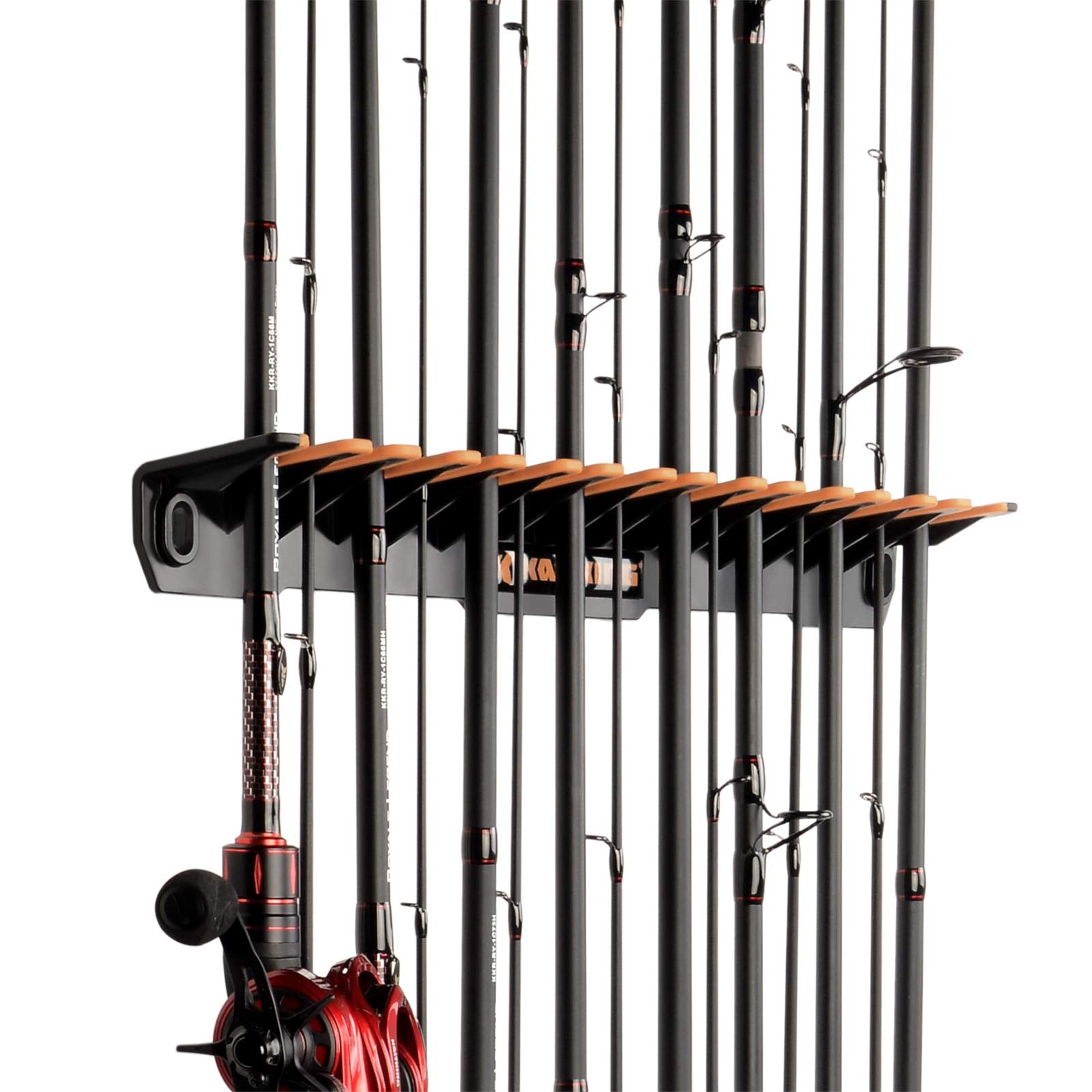KastKing Patented V15 Vertical Fishing Rod Holder – Wall Mounted Fishing  Rod Rack, Store 15 Rods or Fishing Rod Combos in 18 Inches, Great Fishing  Pole Holder and Rack