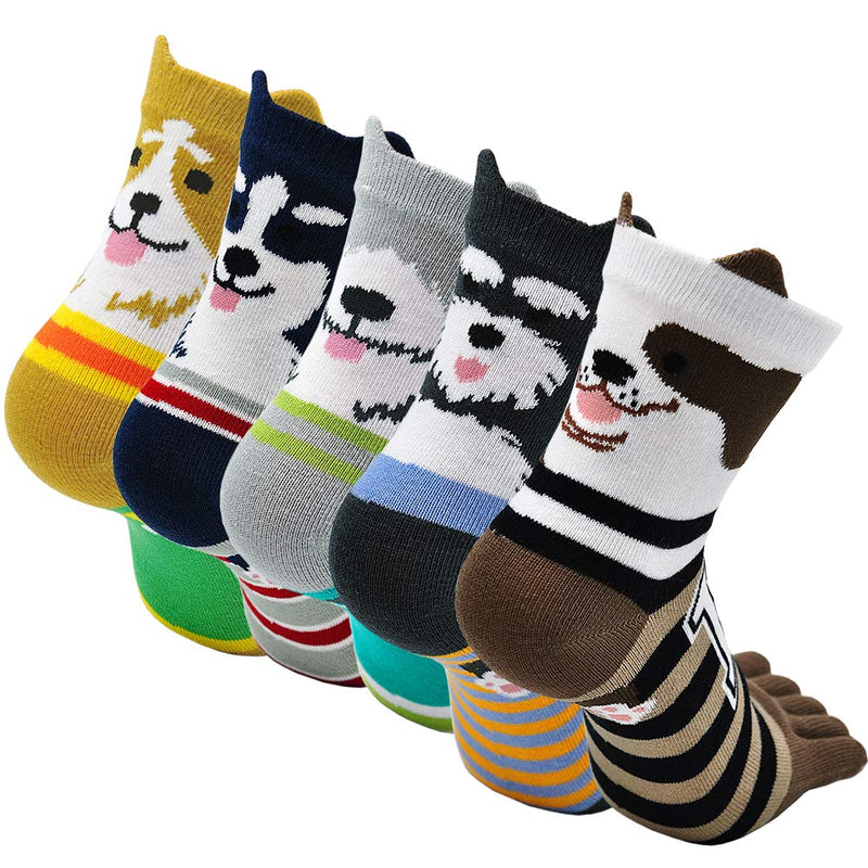 [Australia - AusPower] - ZAKASA Womens Toe Sock Cotton Five Finger Running Ankle Novelty Socks (Animal cat, US shoe 6-9) 805 