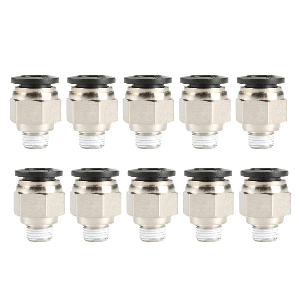 [Australia - AusPower] - 1/8" PT Male Thread 10mm Straight Pneumatic Push in Quick Fitting Connectors for PETF Tube 10Pcs 10mm 1/8" 