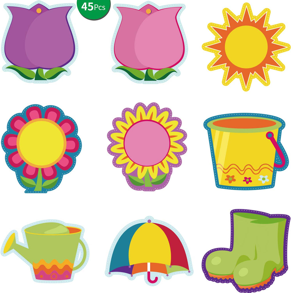 [Australia - AusPower] - 45 Pieces Colorful Spring Mix Cut Outs Classroom Decoration Spring Cutouts with Glue Point Dots for Bulletin Board Classroom School Spring Party Decorations, 5.9 x 5.9 Inch 