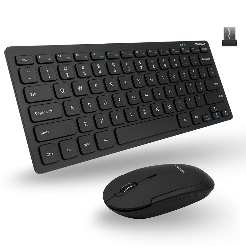 [Australia - AusPower] - Macally Small Wireless Keyboard and Mouse Combo - an Essential Work Duo - 2.4G Compact Wireless Keyboard Mouse for PC - 78 Key Cordless Mouse and Keyboard Combo with Mini Body and Quiet Click 