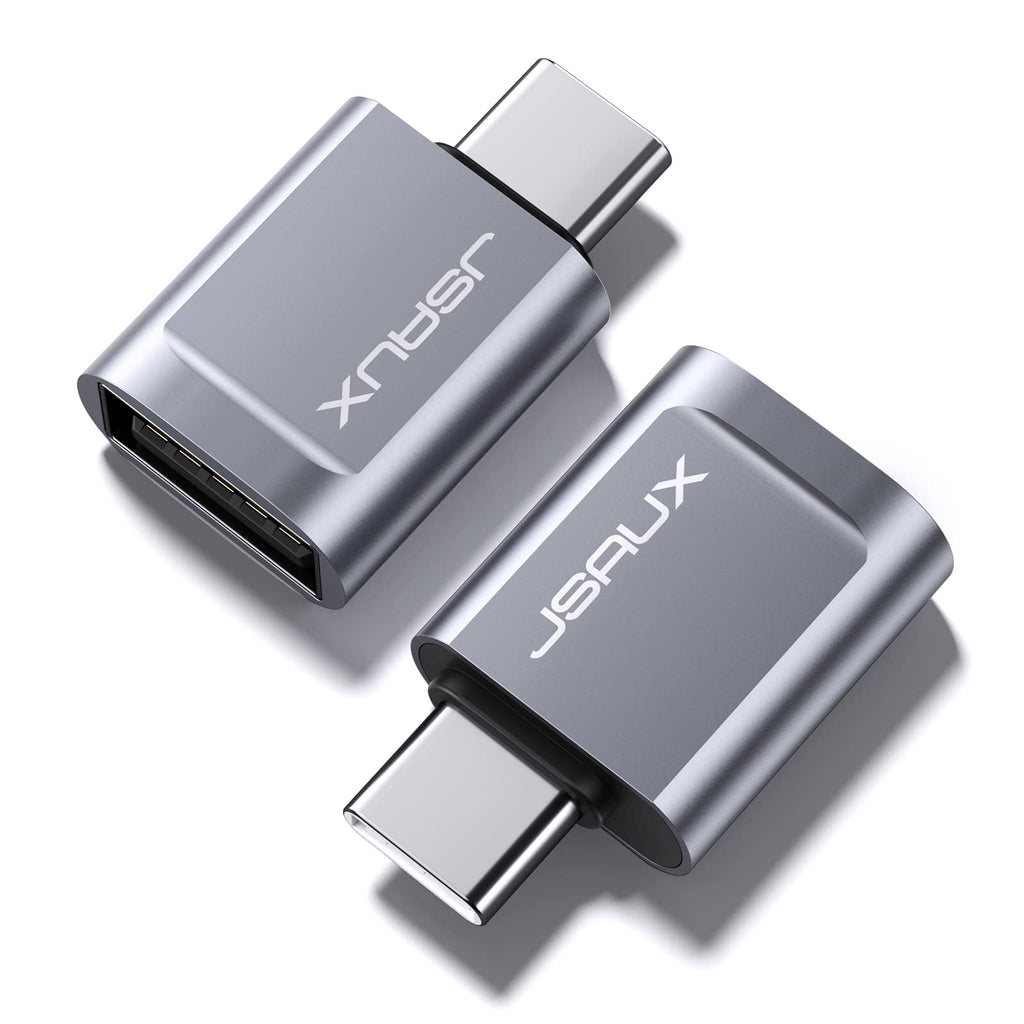 [Australia - AusPower] - USB C to USB Adapter [2-Pack], JSAUX Type C to USB 3.0 Male to Female OTG Adapter Compatible with MacBook Pro/Air, iMac 2021, Samsung Galaxy S21 S20+ S10 and More Type C Devices Grey 2-Pack 