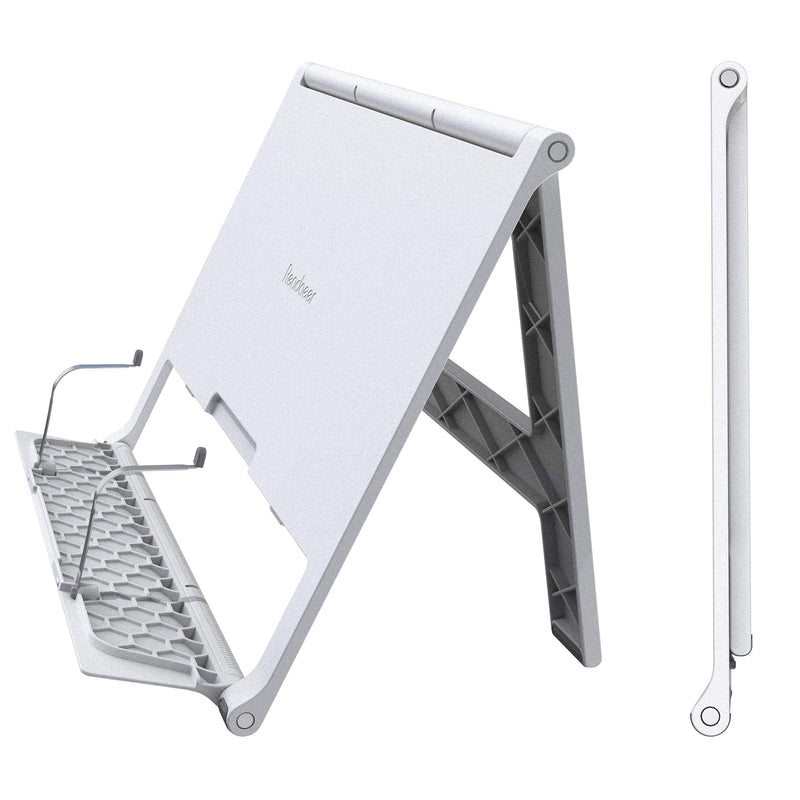 [Australia - AusPower] - Readaeer Portable Book Stand Free Angle Adjustable Book Holder for Reading Textbook Foldable Lightweight Book Rest (White) White 