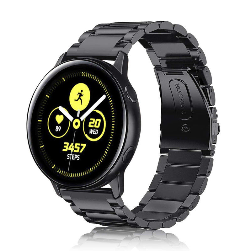 [Australia - AusPower] - Fintie Bands Compatible with Galaxy Watch Active 40mm, 20mm Solid Stainless Steel Strap Compatible with Galaxy Watch Active 2 40mm & 44mm Smartwatch, Black 