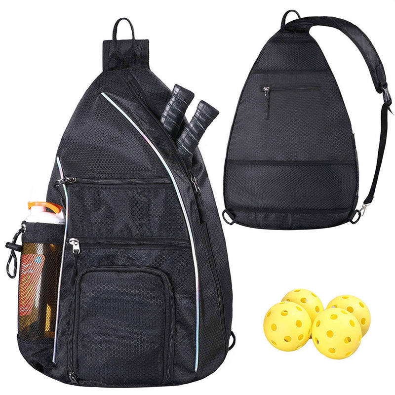 [Australia - AusPower] - LLYWCM Pickleball Bag | Sling Bags - Reversible Crossbody Sling Backpack for Pickleball Paddle, Tennis, Pickleball Racket and Travel for Women Men Black 