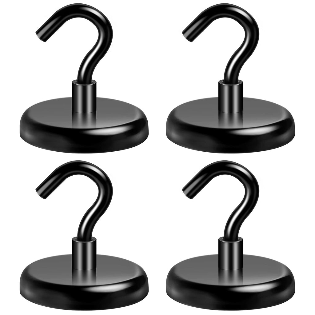 [Australia - AusPower] - Premium Black Magnetic Hooks Heavy Duty Neodymium Magnet for Cruise Cabins, Home, Office, Classroom and Locker , Hold up to 100 Pounds 4 Pack 