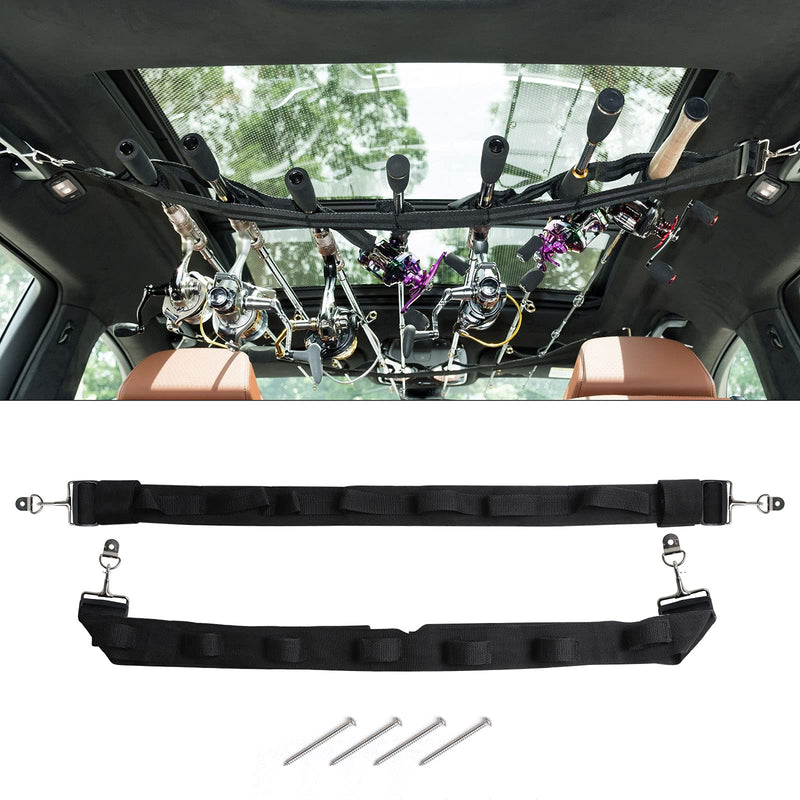 [Australia - AusPower] - Dr.Fish Vehicle Fishing Rod Holder 7 Rod Capacity, Heavy Duty Nylon Adjustable 30-60 Inch, Car Rod Carrier Fishing Pole Rack Belt Strap for SUV Trucks Vans 29-60" 