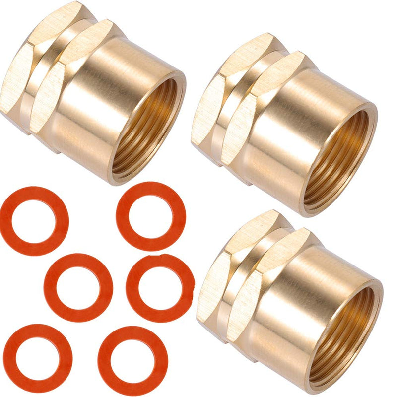 [Australia - AusPower] - Brass Pipe to Hose Fitting,3/4 NPT Female X 3/4 Hose Thread Female,Garden Hose Fitting to Pipe Fittings Connector Adapter 3pcs with Extra Rubber Washer 6pcs (3/4NPT female to 3/4 GHT female) 3/4NPT female to 3/4 GHT female 