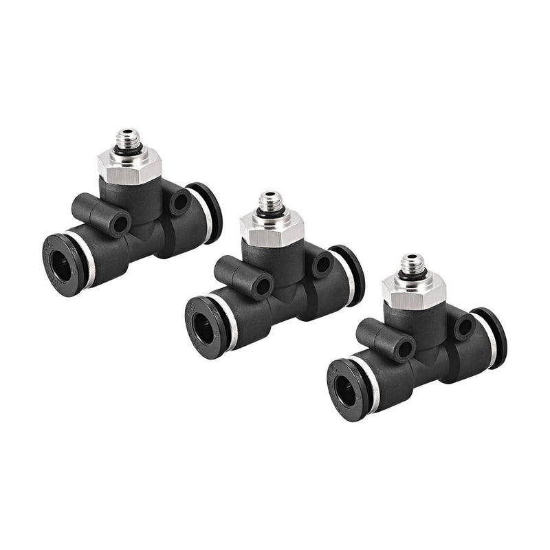 [Australia - AusPower] - uxcell Plastic Tee Push to Connect Tube Fittings 6mm Tube OD X M5 Male Thread Push Lock 3pcs 