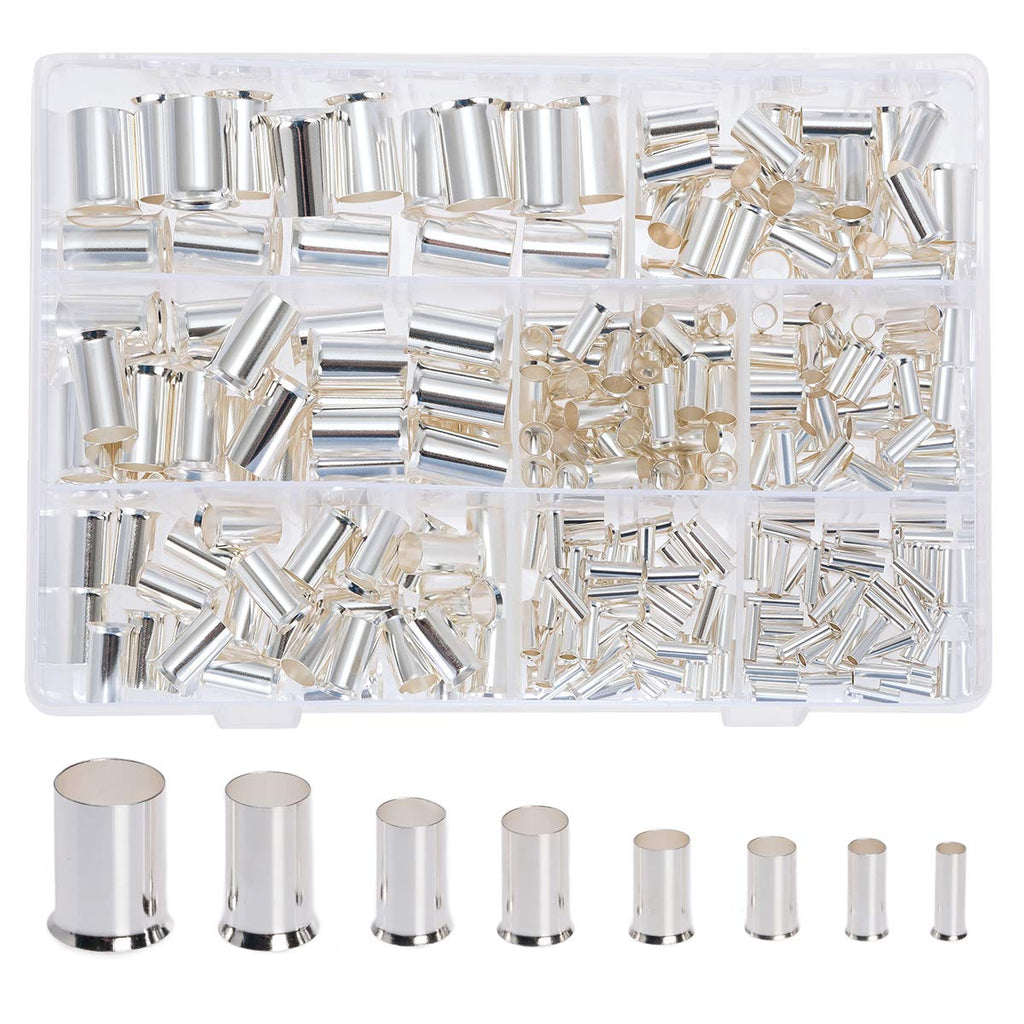 [Australia - AusPower] - RockDIG 300Pcs 12 10 8 6 4 2 1/0 2/0 Wire Ferrule Tinned Copper Crimp Connector Electrical Cable Pin Cord End Terminal 8 Sizes Assortment Kit 