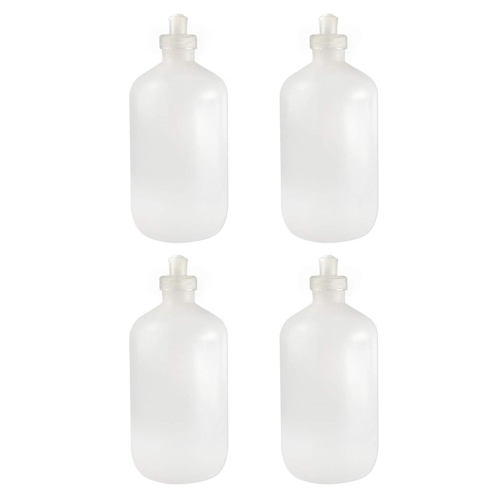 [Australia - AusPower] - 510 Central LDPE Plastic Boston Round Bottle Push Pull Cap 16oz 480mL (4 Pack) Made in USA … 4 