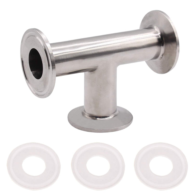 [Australia - AusPower] - DERNORD Clamp Tee 3 Way Stainless Steel 304 with 3 Silicone Gaskets Fits 1.5" Tri Clamp, 25mm Pipe OD Sanitary Fittings(1 inch) 1 Inch 
