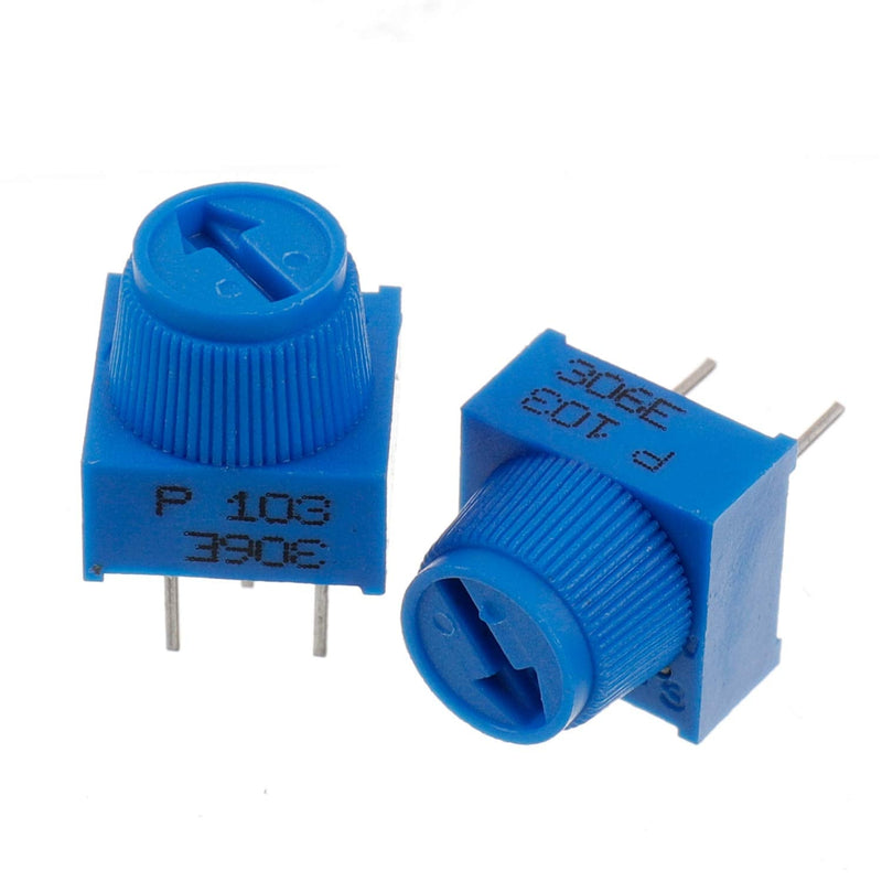 [Australia - AusPower] - BOJACK 10K Ohm Breadboard Trim Potentiometer with Knob for Arduino P103 3 Terminal pin Blue Variable Resistors (Pack of 10 Pcs) 
