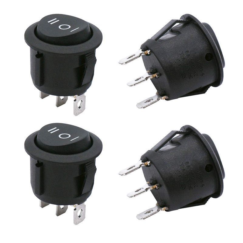[Australia - AusPower] - TWTADE / 4Pcs Momentary Boat Rocker Switch 3 Pin 3 Position(ON)-Off-(ON) SPDT Mini Car Auto Boat Round Rocker Toggle Switch 6A 250VAC/10A 125VAC KCD1-5-123 