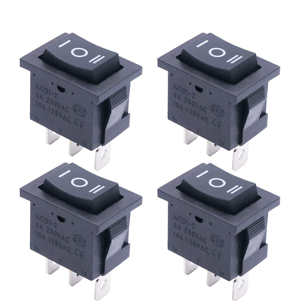 [Australia - AusPower] - TWTADE / 4Pcs (ON)-Off-(ON) SPDT Square Momentary Rocker Switch 3 Pin 3 Position 6A 250VAC/10A 125VAC Mini Car Auto Boat Rocker Toggle Switch (Quality Assurance for 1 Years) KCD1-2-123 