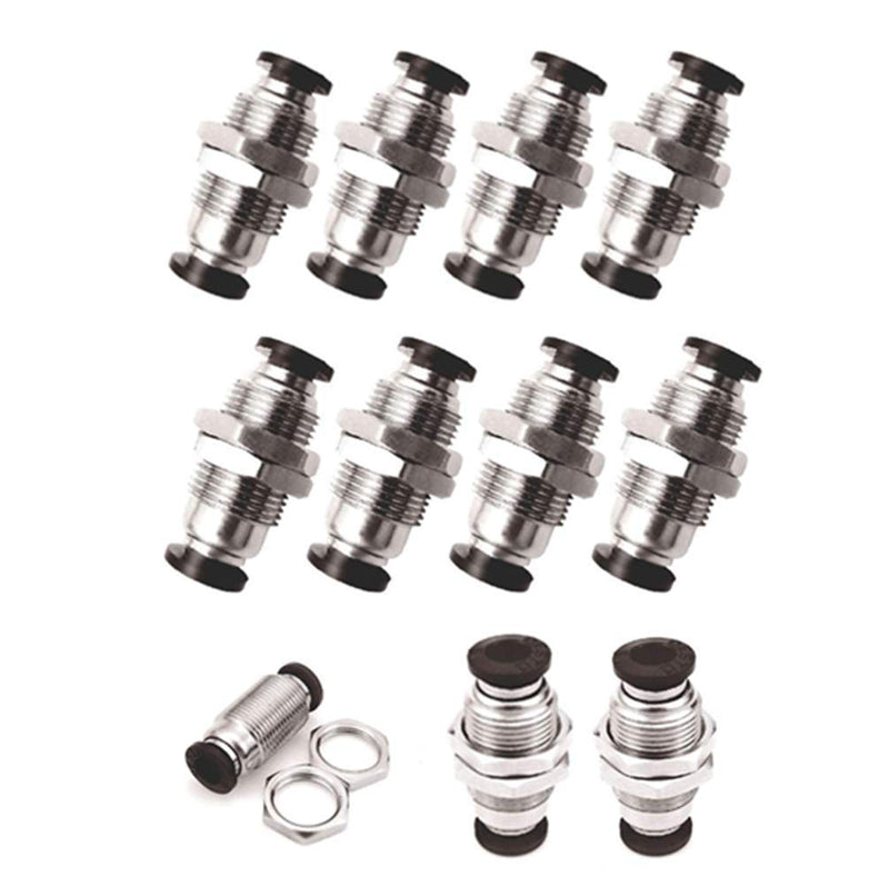 [Australia - AusPower] - Pneumatic PMM Tubing Bulkhead Union Bulkhead Union Push Pneumatic Bulkhead Fittings 6mm Tube OD X 6mm Tube OD Push to Connect Air Fitting (10 Pack) 