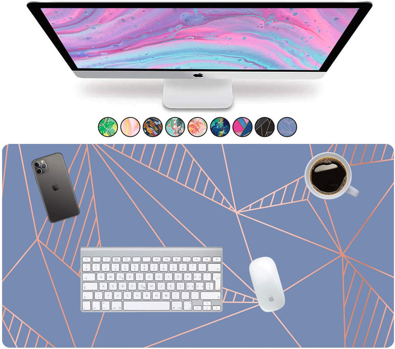[Australia - AusPower] - French Koko Large Mouse Pad, Long Desk Mat Keyboard Pad Desktop Accessories Home School College Decor Supplies Pretty Mousepad Big Computer Office Essentials Women Girls XL Cute Pink Blue Cutesy Glam 30" x 15" 