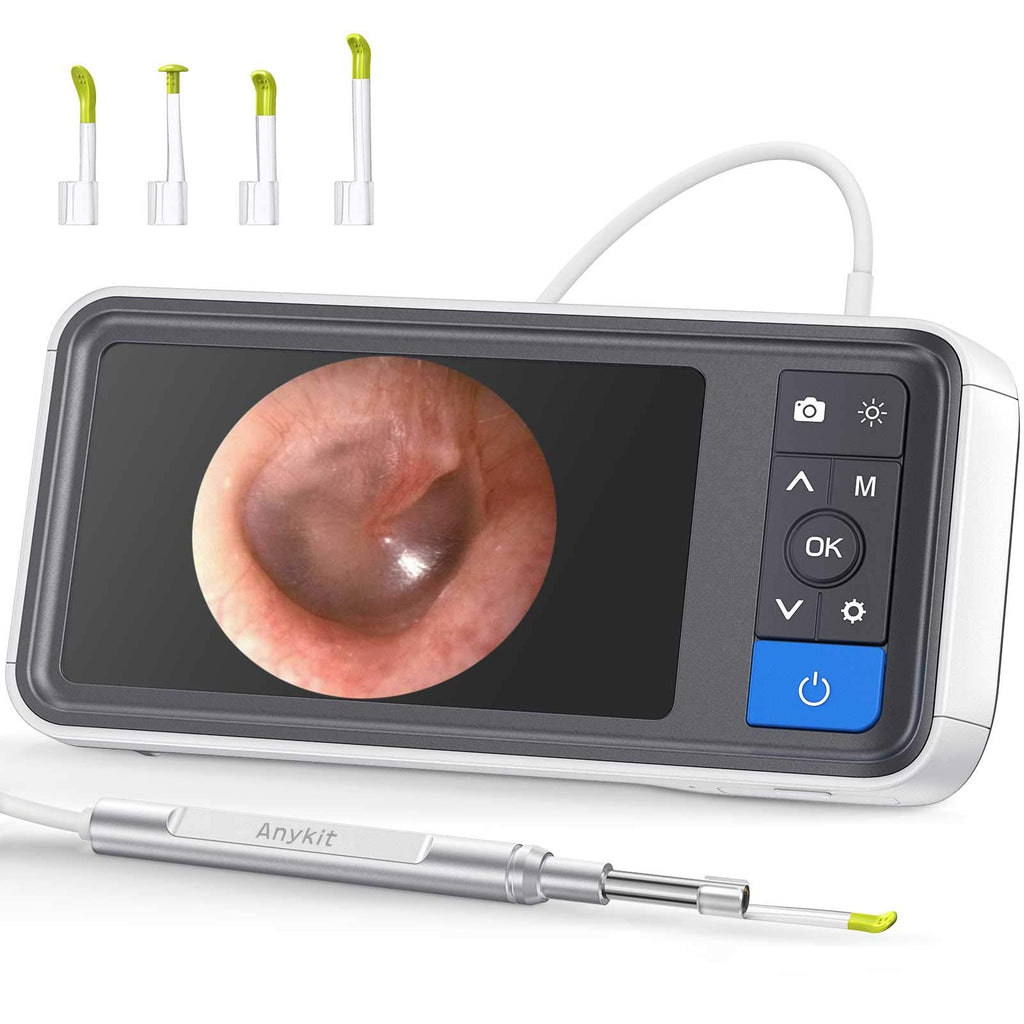 [Australia - AusPower] - Digital Otoscope with 4.5 Inches Screen, Anykit 3.9mm Ear Camera with 6 LED Lights, 32GB Card, Ear Wax Removal Tool, Specula and 2500 mAh Rechargeable Battery, Supports Photo Snap and Video Recording 