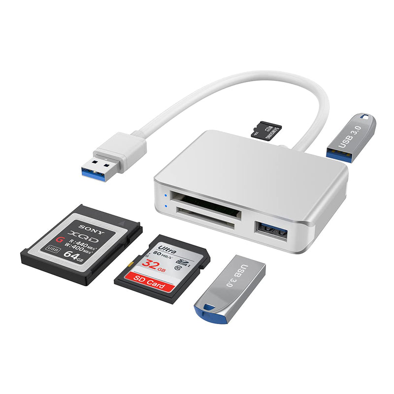 [Australia - AusPower] - XQD/SD/Micro SD Card Reader, Memory Multi-Card Reader/Writer/Adapter with 2 USB3.0 Port, Support Sony G/M Series Lexar 2933x/1400x USB Mark XQD Card, SD/SDHC/TF Card for Windows/Linux/Mac OS/Vista 