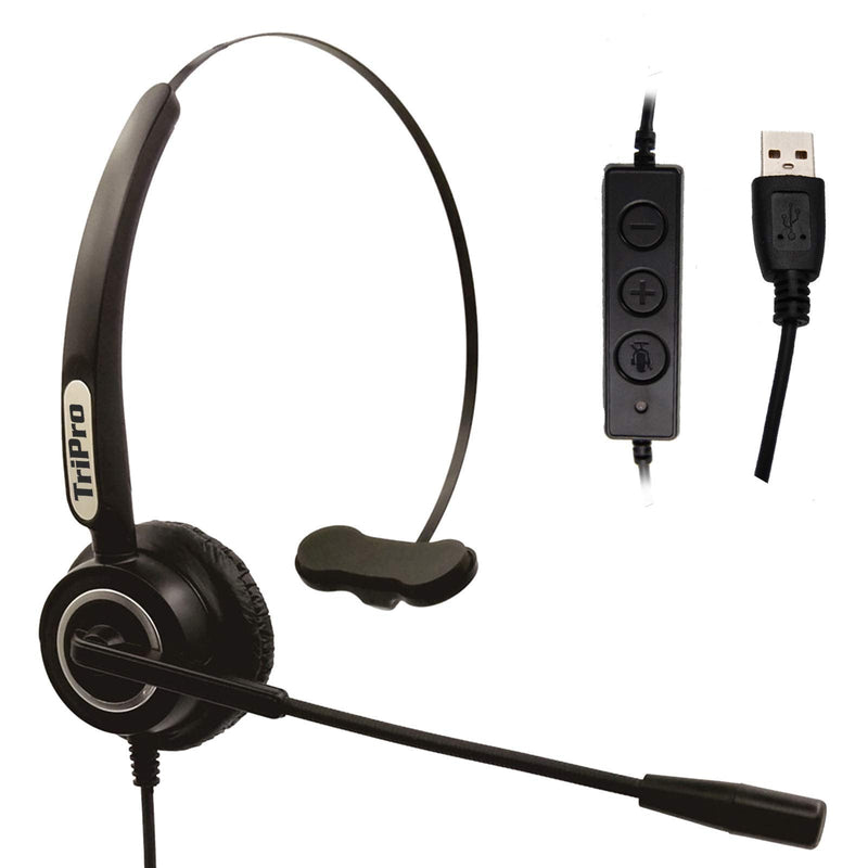 [Australia - AusPower] - TRIPRO Monaural USB VoIP Headset for Computer Internet Calls, VoIP Communication, Skype, Webinar, Softphone, Call Center with Noise Cancelling Microphone and Volume Adjuster 