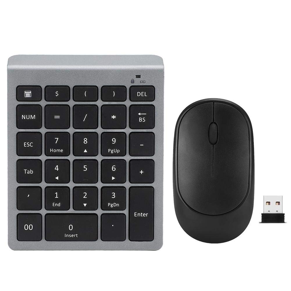 [Australia - AusPower] - ASHATA Numeric Keypad & Mouse Combo, 2.4G Wireless Number Pad Keyboard and Mute Mouse Set with USB Receiver for Laptop Desktop PC Notebook Just One U 