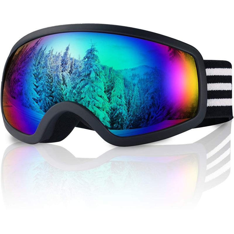 [Australia - AusPower] - LOEO Kids Ski Goggle, Snow Ski Goggles for Kids Youth Teens Boys and Girls from 5-14 01.black With Red Silver Lens 