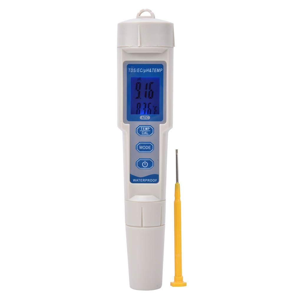 [Australia - AusPower] - 4 in1 Water Quality Tester Pen Type Multifunctional PH/EC/TDS/Temp Water Meter Portable Digital Water Conductivity Temperature Monitor 