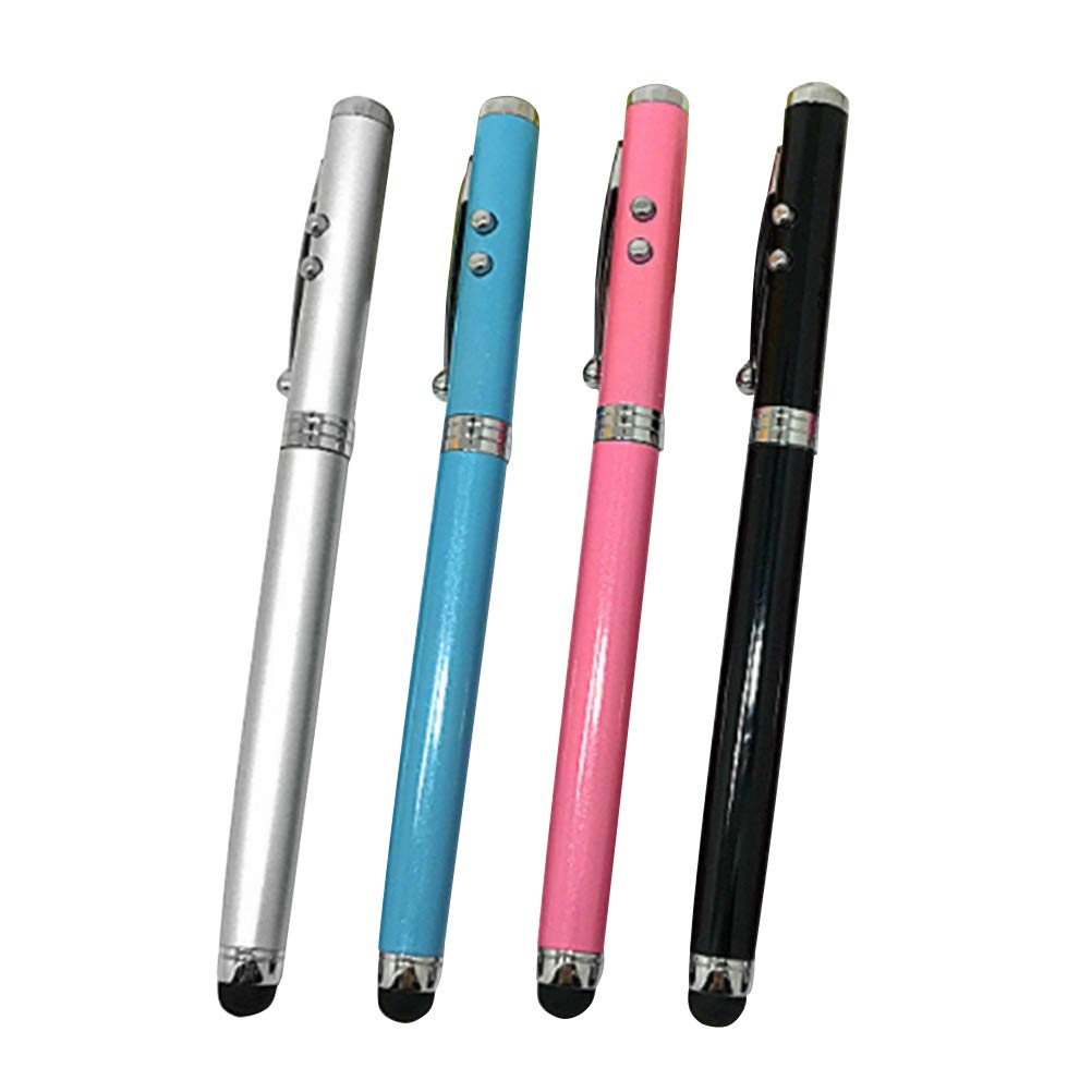 [Australia - AusPower] - Hemobllo 4 Pcs Stylus Pen - Multi-Purpose Touchscreen Pens Capacitive Stylus Pens Universal Stylus with Ballpoint Pen LED Flashlight for Smartphones Tablets (Random Color) 