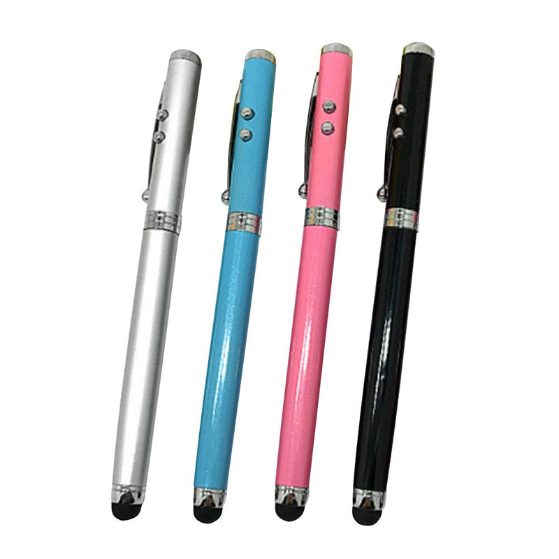 [Australia - AusPower] - Hemobllo 4 Pcs Stylus Pen - Multi-Purpose Touchscreen Pens Capacitive Stylus Pens Universal Stylus with Ballpoint Pen LED Flashlight for Smartphones Tablets (Random Color) 