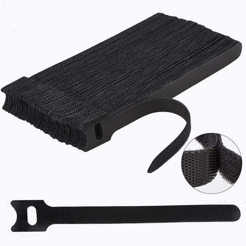 [Australia - AusPower] - 60PCS 6 Inches Reusable Cable Ties, Newlan Adjustable Cord Straps, Cable Organizer, Cord Wrap and Hook Loop Cords Management - Black 