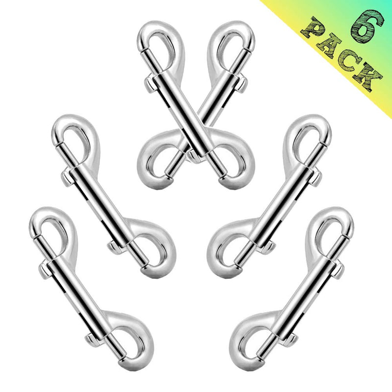 [Australia - AusPower] - Bolt Snaps Double Ended Hook 6 Set 3.5inch/90mm Zinc Alloy Trigger Metal Clips for Key Chain Dog Leash Horse Pet Sling Feed Buckets 6 PACK 