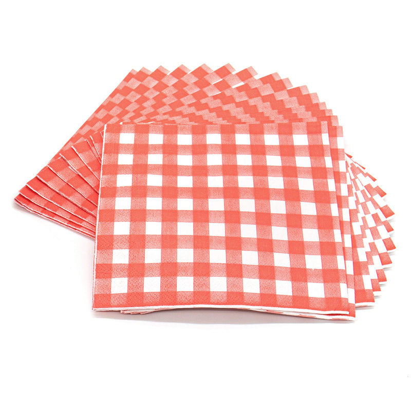 [Australia - AusPower] - AUEAR, 40 Count Red and White Gingham Luncheon Napkins Disposable Paper Party Napkins for Dinner Garden Barn Picnic or Farm Birthday Party BBQ 