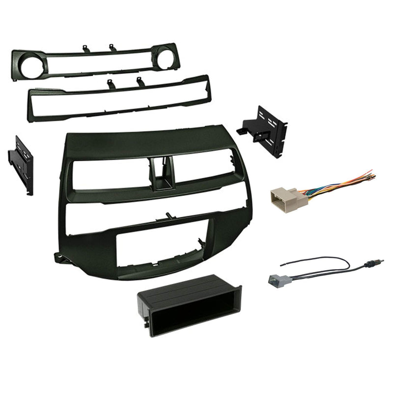 [Australia - AusPower] - Double DIN Dash Kit for 2008-2012 Honda Accord with Antenna Adapter & Harness… (Dark Metallic) | Compatible with All Trim Levels Dark Metallic 