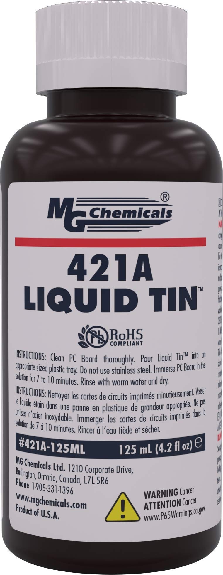 [Australia - AusPower] - MG Chemicals 421A Liquid Tin, Tin Plating Solution, 125mL Bottle 