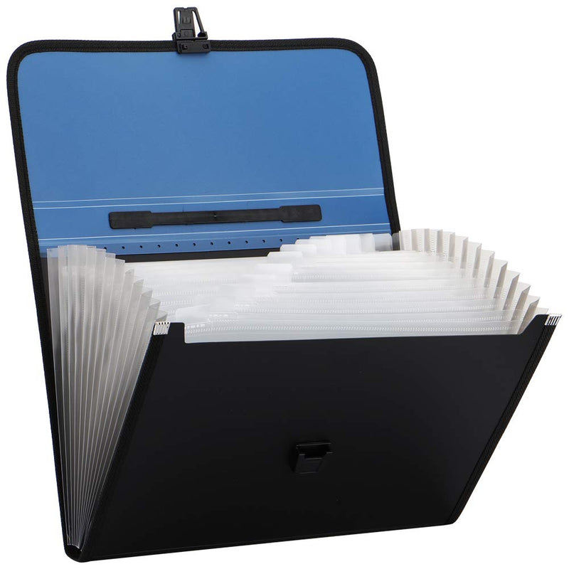 [Australia - AusPower] - Expanding File Folder with Handle, 2019 New 13-Pocket Plastic Expandable File Organizer, A4 Size Waterproof & Durable Accordion File Organizer for School, Office（Deep Blue） Deep Blue 