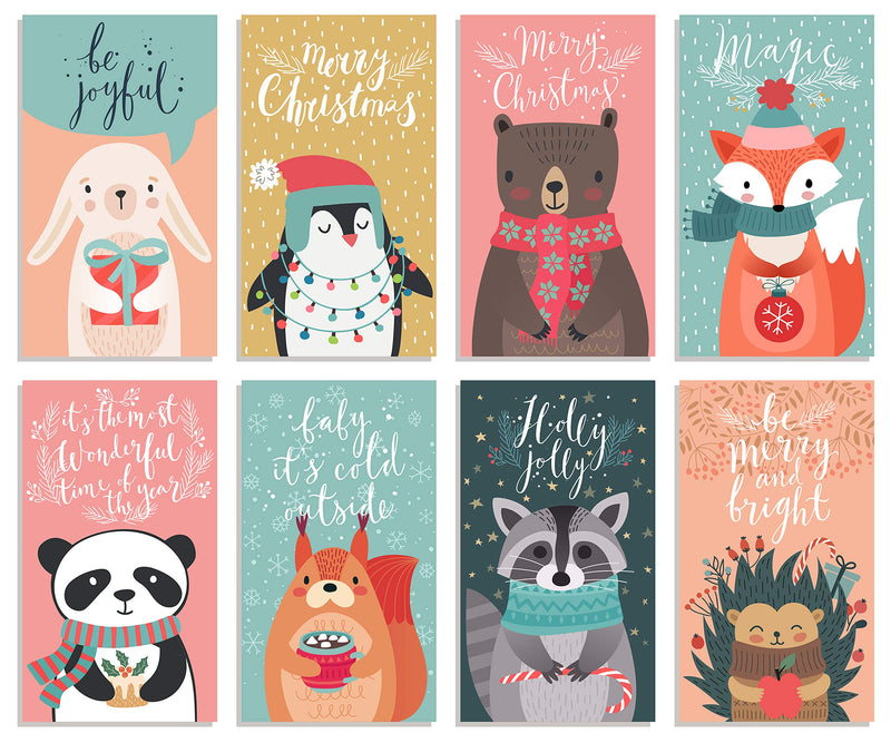 [Australia - AusPower] - Happy Holiday Postcards / Christmas Postcards: Bulk Postcards Set Includes 48 Christmas Post Cards; 8 Different cute postcards designs (6 of each); Seasons Greeting Postcards; Happy New Year Postcards 8 Designs 
