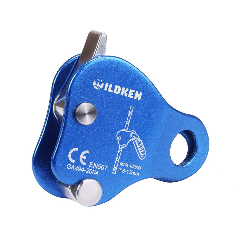 [Australia - AusPower] - Wildken Climbing Ascender Fall Protection Belay Device Climbing Rope Grip Clamp for Rock Climbing Mountaineering Tree Arborist Expedition Caving Rescue Aerial Work (Blue) 