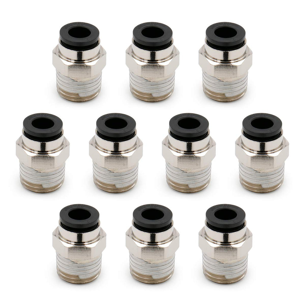 [Australia - AusPower] - Baomain 6mm Pneumatic Fittings, 6mm Tube OD 1/4" PT Male Straight Thread for PETF Tube Push to Connect Tube Fittings Pack of 10 