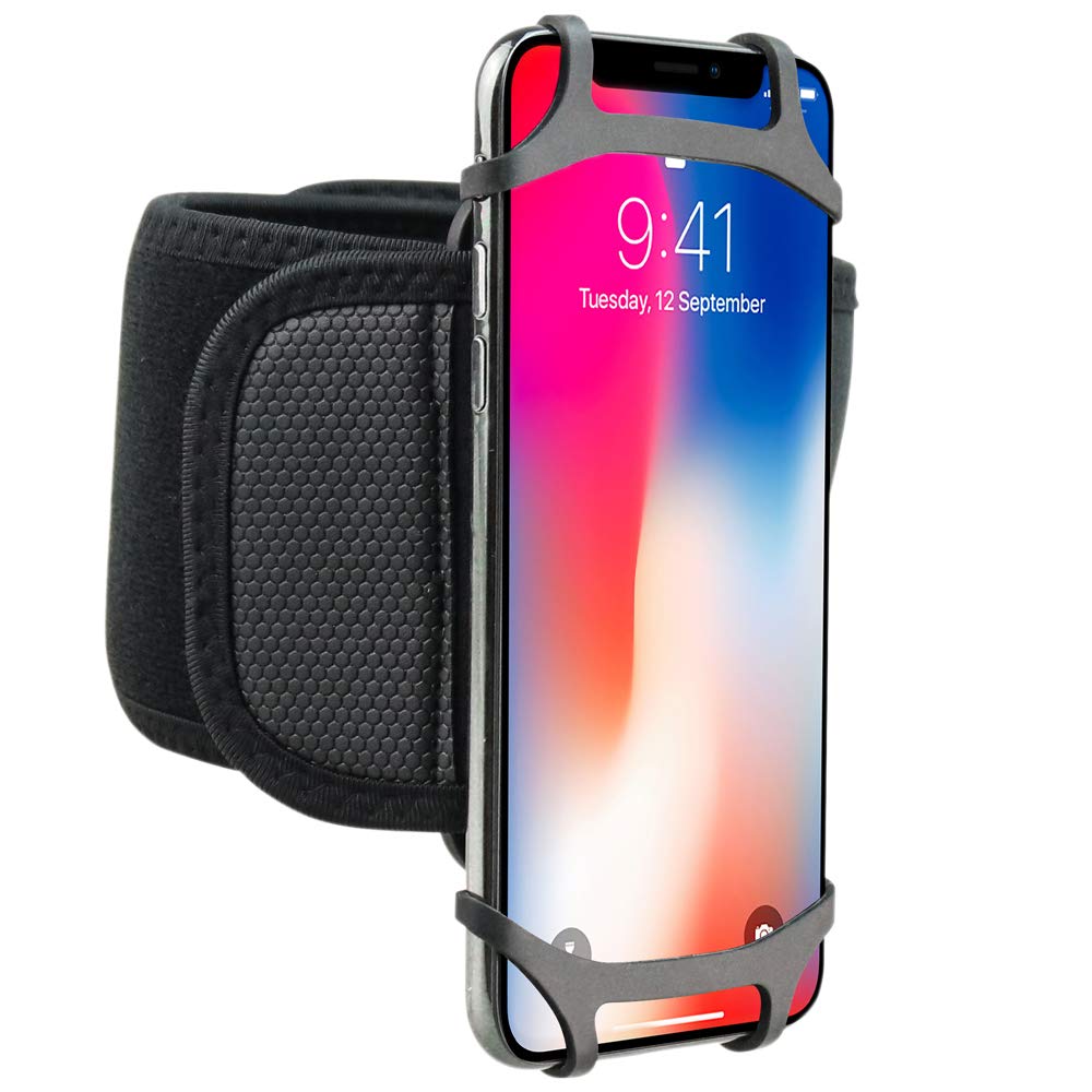 [Australia - AusPower] - 360 Rotatable Outdoor Armband Sports Mobile Phone Holder Running Wristband Hand Silicone for iPhone 11 Pro Max/Xs/Xr/8 Plus, Samsung Note 10+/10 and More 3.5-6.8 inch Cell Phone with Extender Strap 