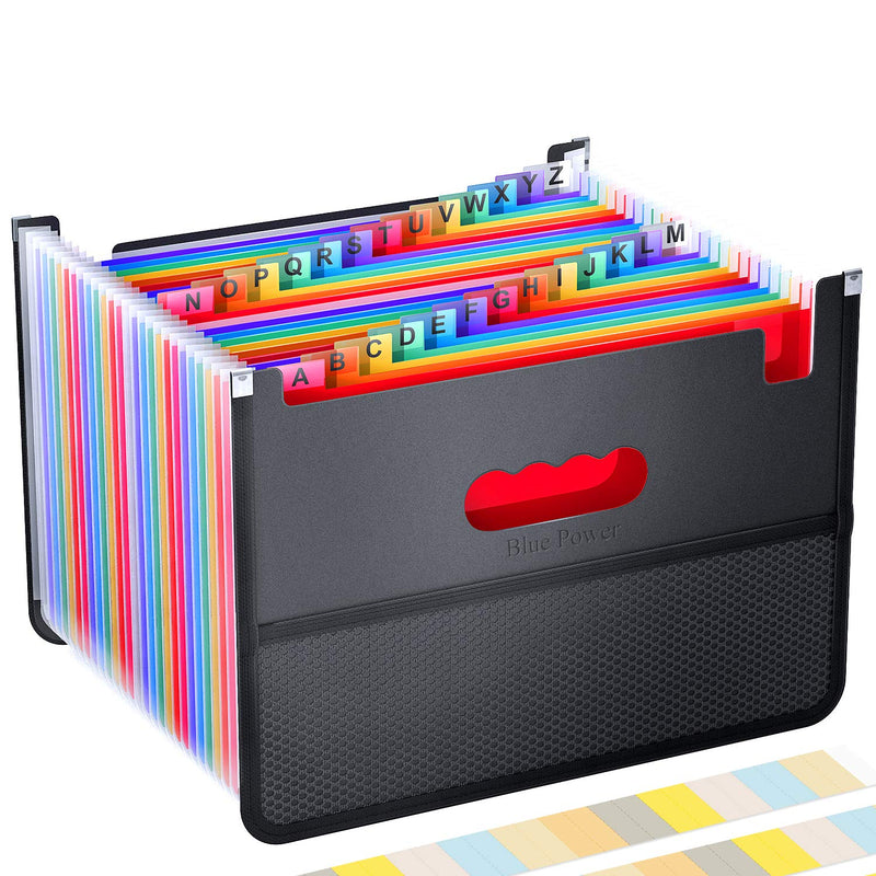 [Australia - AusPower] - 26 Pockets Accordian File Organizer,Expanding Filing Box with Mesh Bag,Accordion File Folders Expandable Cover,Portable Paper/Bill/Receipt/Document Organizer with 3 A-Z Alphabet Tabs(A4/Letter Size ) 