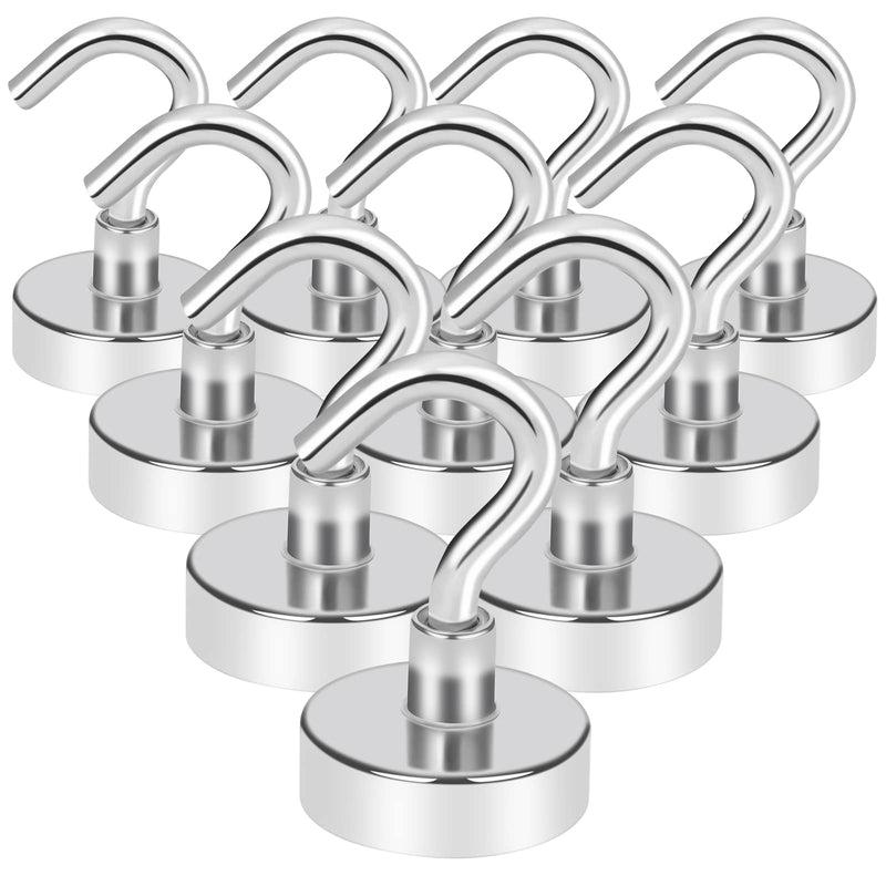[Australia - AusPower] - Magnetic Hooks,25lb Rare Earth Magnet Hook,New Upgraded for Home, Kitchen, Workplace, Office and Garage 10P Silver 