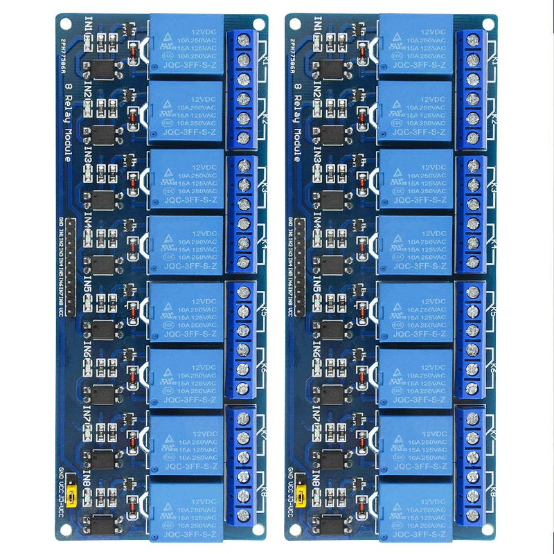 [Australia - AusPower] - XINGYHENG 2Pcs 8 Channel Relay Module With the light coupling 12V Relay Expansion Plate Load Controlled Relay Switch Module Supports AVR/51/PIC Relay Control Module 