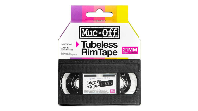 [Australia - AusPower] - Muc-Off Tubeless Rim Tape, 21mm - Pressure-Sensitive Adhesive Rim Tape For Tubeless Bike Tyre Setups - 10 Metre Roll With 4 Seal Patches, Multicolor (20069) 